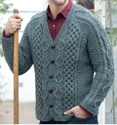 Knitting Pattern Traditional His And Hers Family Aran Cardigan Size 32 - 54 Ins • £3.25