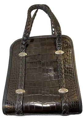 Brighton Vintage Leather Croc Shoulder Purse Handbag Satchel Black • $8