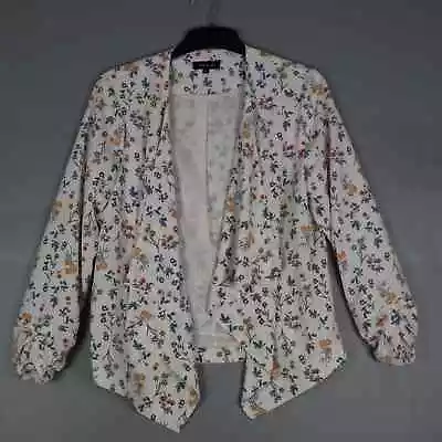 New Look Womens Blazer Multicoloured Size 12 Floral 3/4 Sleeve Collarless • £5.84