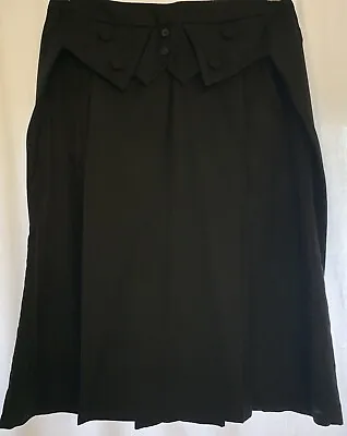 VERONIQUE BRANQUINHO Skirt Size 38 Black Wool New Flared Button Detail Women's • $74.66