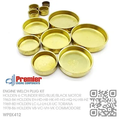 Wpek412 Welch Plugs 6 Cyl 149-161-179-186 Red Motor [holden Eh-hd-hr & Premier] • $54.50