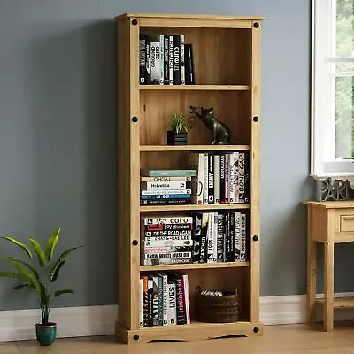 Corona Large Bookcase DVD CD Mexican Solid Waxed Pine Storage Living Furniture • £109.90