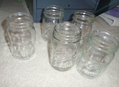 Vintage (5) Ball Mason Jars Clear Glass Canning - No Lids -12 Oz/300ml Made In U • $17.52