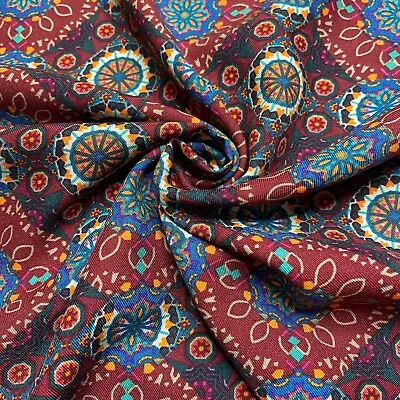 £0.99 • Buy Twill Viscose Fabric Ethnic Printed 55  Wide Sold By The Metre