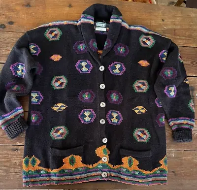 Vintage Hand Framed 100% Cotton Cricket Brand Elephant Cardigan Sweater S/M • $32