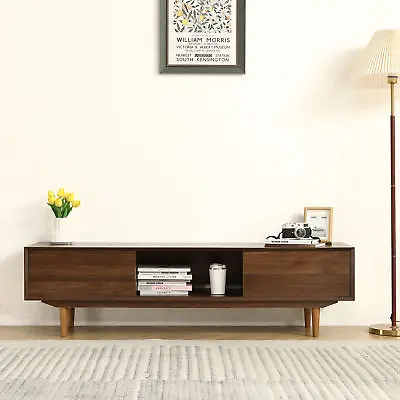 Mid Century Modern TV Stand Entertainment Center Media Cabinet Solid Wood 63  • $176.69
