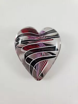 Steven Maslach Cuneo Furnace Art Glass Heart Red Lavender Purple • $69.99