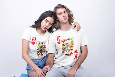 His Hers King Queen Of Hearts ORGANIC TShirt Mens Womens Matching Valentines Day • £8.99