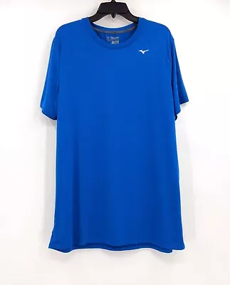 MIZUNO T Shirt Mens 2XL Performance Blue Athletic Pullover Logo Short Sleeve Top • $10