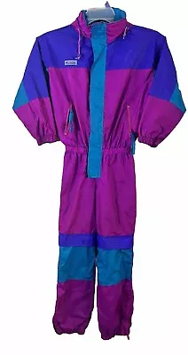 Vintage 90’s Columbia Ski Suit Suit Youth Medium Radial Sleeve Teal Purple Pink • $60