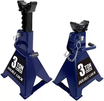 TCE 3 Ton Steel Heavy Jack Stands: Double Locking Pins Blue • $50.75