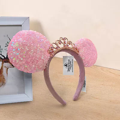 Pink Sequin Minnie Mouse Headband Tiara Princess Crown Disney Parks Ears 2022 • $14.42