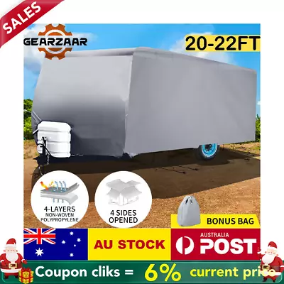 Heavy Duty 20-22ft 4 Layer Caravan Campervan Cover UV Waterproof Carry Bag Rwejj • $126.99