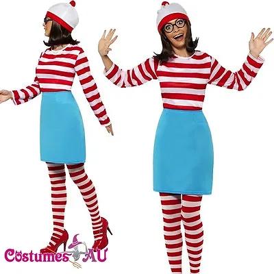 £31.65 • Buy Ladies Wheres Wally Costume 80s Wenda Womens Cartoon Where's Wally Fancy Dress