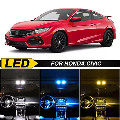 Canbus White LED Light Interior Kit For Honda Civic Sedan Coupe Hatch 1992-2022 • $11.29