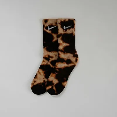 £9.49 • Buy Bleach Dyed 'scorched' Black Nike Socks Size 5-8 * Vintage Tie-dye Acid Washed *