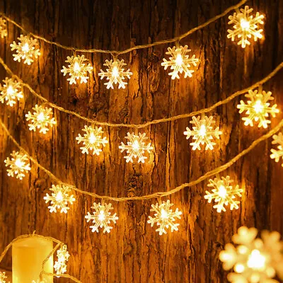 £4.51 • Buy 10ft LED Fairy String Lights Snowflake Light Window Curtain Christmas Tree Decor