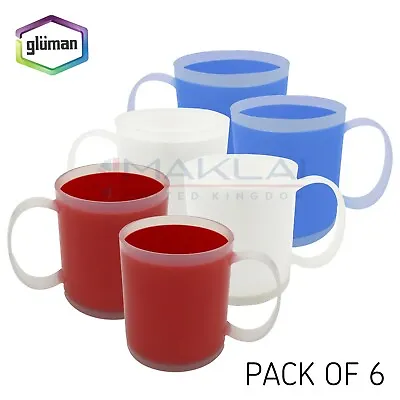 £12.99 • Buy Set Of 6 Colourful PLASTIC MUGS Reusable Drinking Cups Tea Coffee Camping Picnic