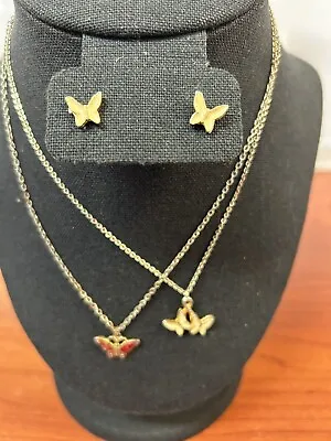 Vintage Avon Children Butterfly Necklace & Earrings & Bonus Butterfly Necklace • $6