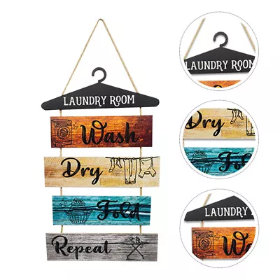  Wood Laundry Room Wooden Sign Hanging Farmhouse Bathroom Wall Decors • £18.78