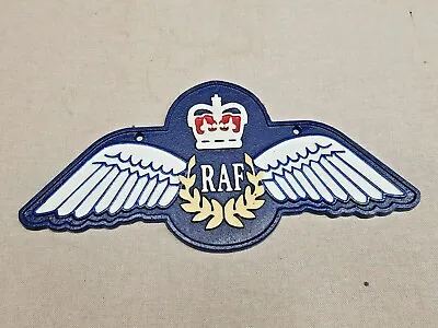 Cast Iron RAF WINGS WALL SIGN. PLAQUE. INSIGNIA BADGE SERVICES MILITARY • £16.45