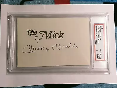 MICKEY MANTLE Large Cut Signature In BLUE Ink. PSA/DNA Slabbed Cert#  2111 • $469.99