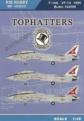 RIBHOBBY Decal 1/48 F-14A VF-14 TOPHATTERS 80th Anniversary 1999 • $11.90