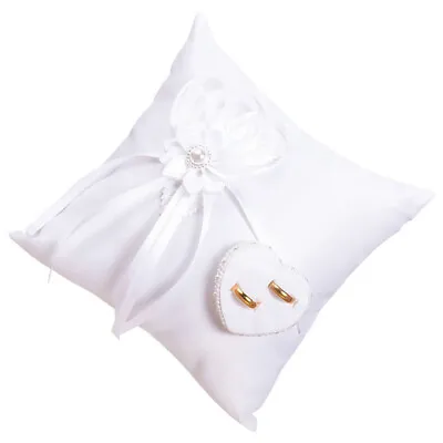 £10.85 • Buy  Wedding Ring Pillow Vintage Ring Bearer Cushion Satin Ring Bearer Pillow