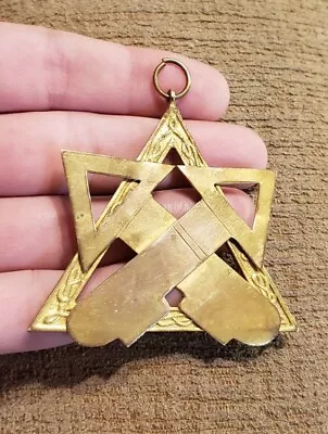 Rare 1890s Unknown Large Gold Tone Masonic Regalia Jewel Medal Unique Design • $14.95