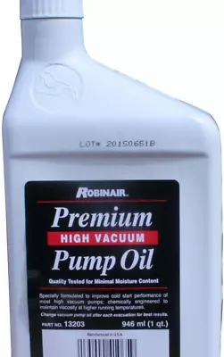 13203.0 Premium High Vacuum Pump Oil - 1 Quart • $24.30