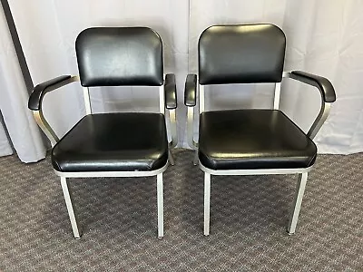 Vintage INDUSTRIAL OFFICE CHAIR Pair Desk Tanker Arm Mid Century Modern Set Lot • $299.99