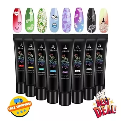 Nail Art Stamping Polish Gel Pack Of 8 Colors Printing Gel_8ML UV LED Soak Off • $27