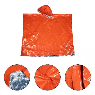 Hooded Rain Poncho Thermal Mylar Space Blankets Hooded Windbreaker • $8.09