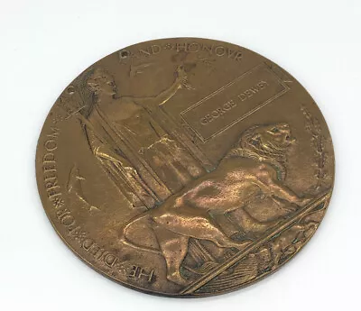 £109.95 • Buy First World War Memorial Death Plaque To George Dewey Poss. King’s Rifle Corps