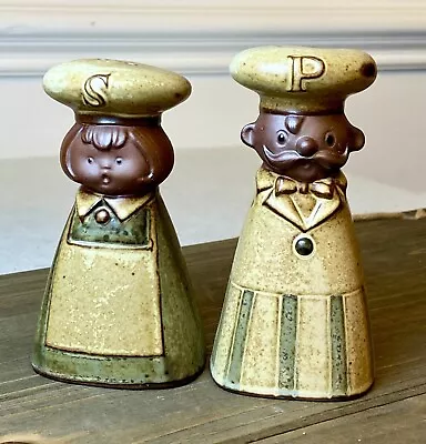 Vintage UCTCI Stoneware Pottery Man & Woman Chef Salt And Pepper Shakers Unused! • $30