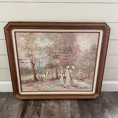 Marie Charlot | Large Oil Painting | Mom And Daughter | Framed Canvas | Vintage • $190