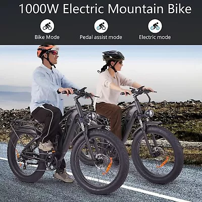 E-bike 26  1000W 48V 18Ah Electric Mountain Bicycle W/ Fat Tires & 3 Riding Mode • $1089.99