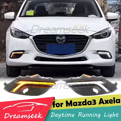 LED DRL Daytime Running Light For Mazda 3 Axela 2017-18 Fog Lamp W/ Yellow Turn • $114.99