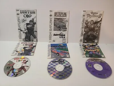 Sega Saturn 3 Pack Daytona USA Virtua Fighter 2 Virtua Cop (1996) Complete • $55.55