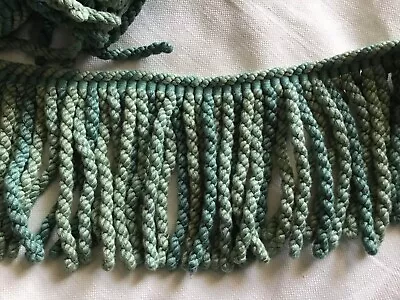 3.45 M Large Upholstery Tassel Trim Remnant Green Haberdashery • £12