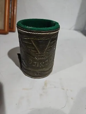 Vintage Tooled Leather Dice Cup With Holder Felt Lined Poker Dice MEXICO • $29.97