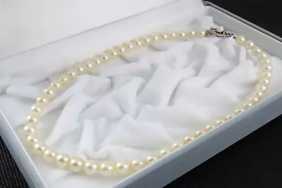 Vintage Mikimoto Akoya Pearl (6.3-6.8mm) 15  Choker Necklace 14K White Gold • $450