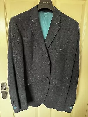 Holland Esquire Navy Blue Moon Yorkshire Tweed Wool Blazer Jacket 42L • £55
