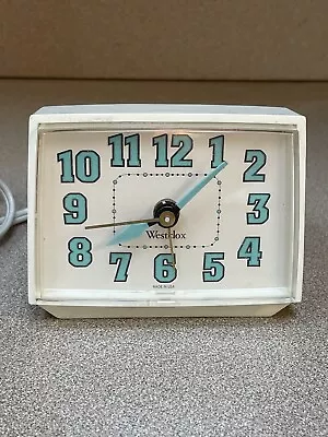 Vintage Glow-In-The-Dark White Turquoise Blue Bedside Westclox Alarm Clock • $24.99