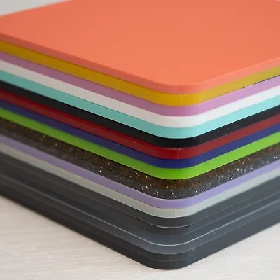 Plastic Acrylic Coasters Kitchen Dining Table Square Kids Coasters 35 Colours • £2.99