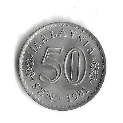 *Better Grade* 1981 Malaysia 50 Sen World Coin - KM# 5 • $4.99