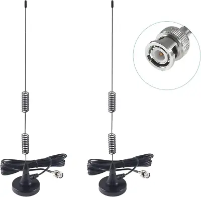 Police Scanner Antenna UHF 20-1300Mhz BNC Male Magnetic Base 2 Pcs Silver Black • $13.22