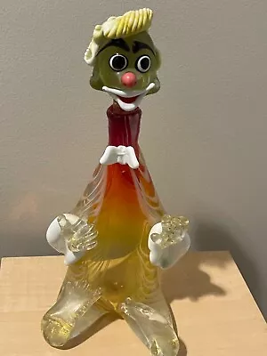 Vintage Collectible MURANO ART GLASS Hand Blown Clown Decanter/Bottle - Italy • $59.95