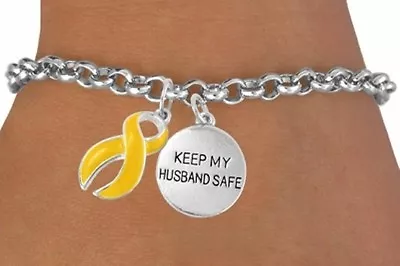 Bracelet KEEP MY HUSBAND SAFE YELLOW Awareness MIA Military Army Navy Jewelry • $5.50