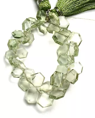 Natural Gem Green Amethyst Prasiolite 9 To 11 Mm Size Slice Cut Beads 5  Strand • $15.20
